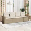 Image de vidaXL Salon de jardin avec coussins 4 pcs beige résine tressée