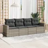 Image de Vidaxl Salon De Jardin 4 Pcs Avec Coussins Gris Clair RÃ©sine TressÃ©e