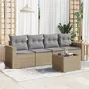 Image de vidaXL Salon de jardin avec coussins 5 pcs beige résine tressée