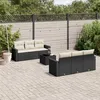 Image de Vidaxl Salon De Jardin 7 Pcs Avec Coussins Noir RÃ©sine TressÃ©e