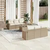 Image de vidaXL Salon de jardin avec coussins 7 pcs beige résine tressée