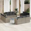 Image de vidaXL Vidaxl Salon De Jardin Avec Coussins 12 Pcs Gris Résine Tressée