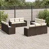 Image de vidaXL Salon de jardin avec coussins 12 pcs marron résine tressée