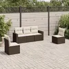 Image de vidaXL Salon de jardin avec coussins 5 pcs marron résine tressée