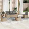 Image de vidaXL Salon de jardin avec coussins 6 pcs beige résine tressée