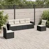 Image de vidaXL Salon de jardin 6 pcs avec coussins noir résine tressée