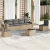 Image de vidaXL Salon de jardin avec coussins 7 pcs beige résine tressée
