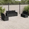 Image de Vidaxl Salon De Jardin 7 Pcs Avec Coussins Noir RÃ©sine TressÃ©e
