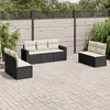 Image de Vidaxl Salon De Jardin 7 Pcs Avec Coussins Noir RÃ©sine TressÃ©e