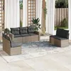 Image de vidaXL Salon de jardin avec coussins 7 pcs gris résine tressée