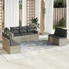 Image de Vidaxl Salon De Jardin Avec Coussins 7 Pcs Gris Clair RÃ©sine TressÃ©e