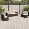 Image de vidaXL Salon de jardin avec coussins 7 pcs marron résine tressée