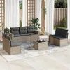 Image de vidaXL Salon de jardin 8 pcs avec coussins gris résine tressée