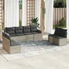 Image de Vidaxl Salon De Jardin 9 Pcs Avec Coussins Gris Clair RÃ©sine TressÃ©e