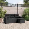 Image de Vidaxl Salon De Jardin 4 Pcs Avec Coussins Noir RÃ©sine TressÃ©e