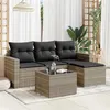 Image de vidaXL Salon de jardin 5 pcs avec coussins gris clair résine tressée