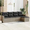 Image de Vidaxl Salon De Jardin 5 Pcs Avec Coussins Gris Clair RÃ©sine TressÃ©e