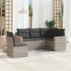 Image de vidaXL Salon de jardin 5 pcs avec coussins gris clair résine tressée