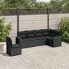 Image de vidaXL Salon de jardin 6 pcs avec coussins noir résine tressée