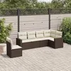 Image de vidaXL Salon de jardin avec coussins 6 pcs marron résine tressée3219023