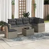 Image de Vidaxl Salon De Jardin Avec Coussins 7 Pcs Gris RÃ©sine TressÃ©e