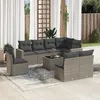 Image de vidaXL Salon de jardin 9 pcs avec coussins gris résine tressée3219070
