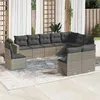 Image de vidaXL Salon de jardin avec coussins 10 pcs gris résine tressée