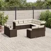 Image de vidaXL Salon de jardin et coussins 11 pcs marron résine tressée