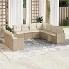 Image de vidaXL Salon de jardin avec coussins 9 pcs beige résine tressée