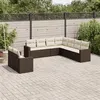 Image de vidaXL Salon de jardin avec coussins 9 pcs marron résine tressée