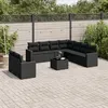 Image de Vidaxl Salon De Jardin 10 Pcs Avec Coussins Noir RÃ©sine TressÃ©e
