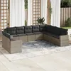 Image de Vidaxl Salon De Jardin Avec Coussins 10 Pcs Gris RÃ©sine TressÃ©e