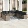 Image de vidaXL Salon de jardin 11 pcs avec coussins gris résine tressée