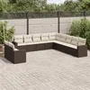 Image de vidaXL Salon de jardin et coussins 11 pcs marron résine tressée