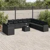 Image de Vidaxl Salon De Jardin 12 Pcs Avec Coussins Noir RÃ©sine TressÃ©e
