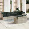 Image de Vidaxl Salon De Jardin 8 Pcs Avec Coussins Gris Clair RÃ©sine TressÃ©e