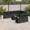 Image de vidaXL Salon de jardin 9 pcs avec coussins noir résine tressée