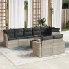Image de Vidaxl Salon De Jardin 9 Pcs Avec Coussins Gris Clair RÃ©sine TressÃ©e