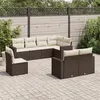 Image de vidaXL Salon de jardin 8 pcs avec coussins marron résine tressée