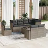 Image de vidaXL Salon de jardin 9 pcs avec coussins gris résine tressée
