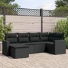 Image de vidaXL Salon de jardin 6 pcs avec coussins noir résine tressée