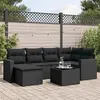 Image de vidaXL Salon de jardin 7 pcs avec coussins noir résine tressée