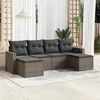 Image de Vidaxl Salon De Jardin 6 Pcs Avec Coussins Gris RÃ©sine TressÃ©e