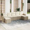 Image de Vidaxl Salon De Jardin Avec Coussins 7 Pcs Beige RÃ©sine TressÃ©e