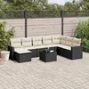 Image de vidaXL Salon de jardin 9 pcs avec coussins noir résine tressée