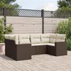 Image de vidaXL Salon de jardin avec coussins 6 pcs marron résine tressée