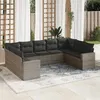 Image de vidaXL Salon de jardin 9 pcs avec coussins gris résine tressée