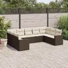 Image de vidaXL Salon de jardin avec coussins 9 pcs marron résine tressée
