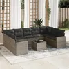 Image de vidaXL Salon de jardin avec coussins 10 pcs gris résine tressée3219400