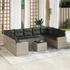 Image de Vidaxl Salon De Jardin Avec Coussins 10 Pcs Gris Clair RÃ©sine TressÃ©e
